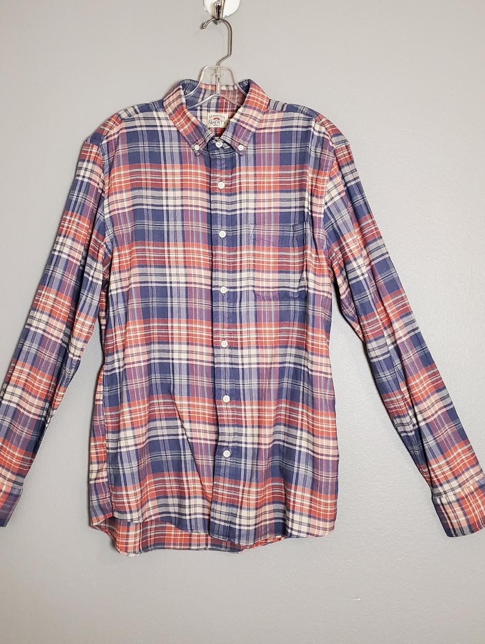 Faherty Men’s Medium The All Time Shirt Plaid Autumn Plaid Brushed Flannel Blue